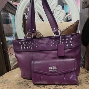 Coach Penelope Purple 90s Y2k Purse Ans Wallet Set